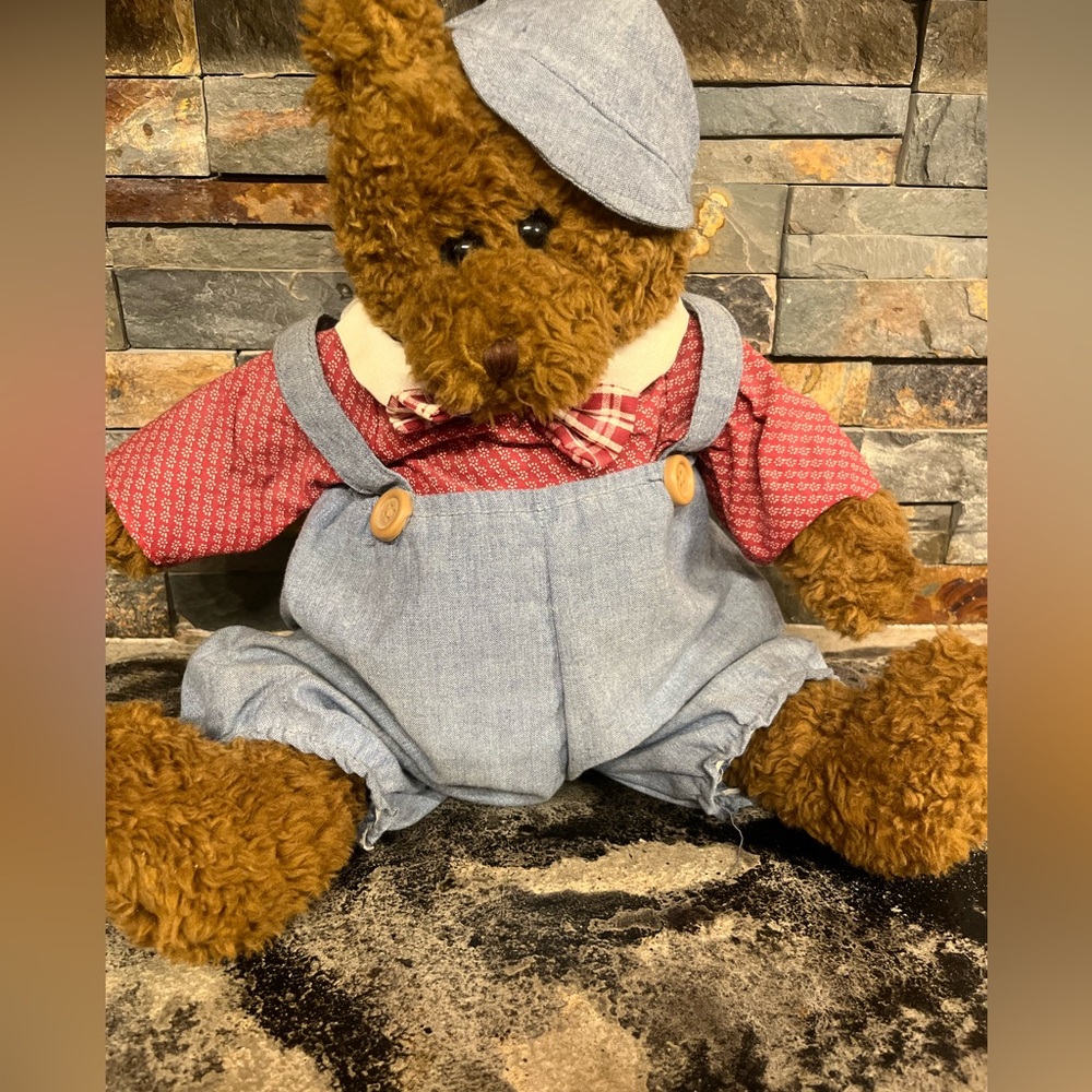 Abc distributing country boy brown stuffed teddy bear plush hat overalls farmer